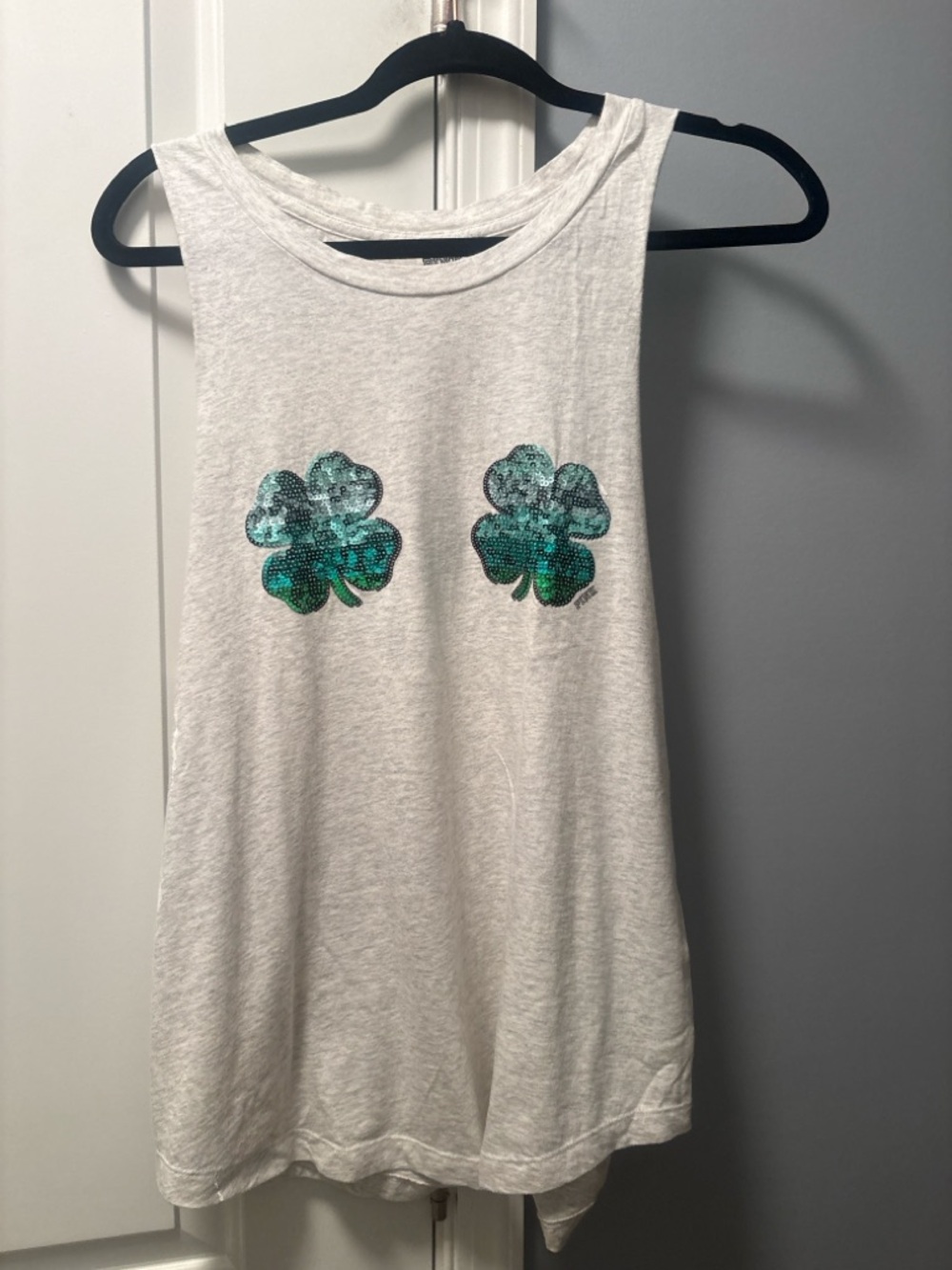 PINK Victoria’s Secret Shamrock Sequin Tank Top Medium St Patrick’s Day
